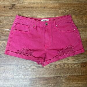 Forever 21 Pink Distressed Jean Shorts